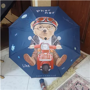 چتر تاشو کودک و نوجوان طرح تدی 8 فنر ضد باد