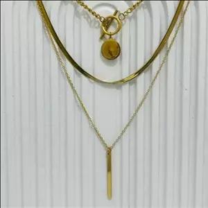 گردنبند 3لاین دخترانه آویزدار