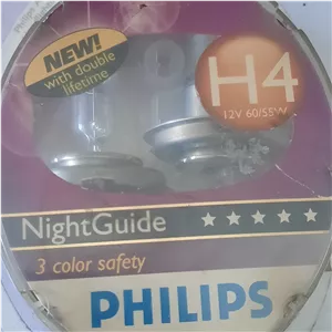 لامپ هالوژن گازی پایه H4 سه خار 3 فیش 12 ولت 60و55 وات PHILIPS المان اورجینال