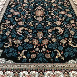 فرش کاشان 700 شانه افشان نیلی سرمه ای