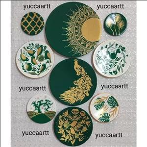 دیوارکوب مدرن طرح طاووس ،دیوارکوب سبز ،قابل تغییر رنگ ، 9 تیکه