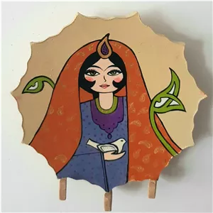 جاکلیدی سفالی دیواری. طرح خاتون.اندازه 12 سانتی متری. سه عدد جای کلید (پس کرایه)