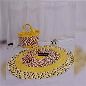 سفره و زنبیل حصیری دستبافت قابل شستوشو پادری رومیزی صنایع دستی مینو (پس کرایه)