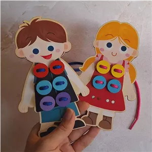 بازی مونته سوری دوخت دکمه چوبی.اسباب بازی دوخت دکمه