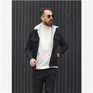 کت جین خزدار مشکی تمام کش