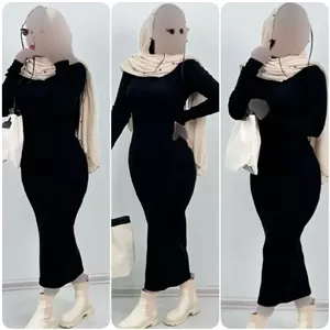 زیر مانتویی ماکسی یقه اسکی جنس فانریپ کش رنگ مشکی مناسب زیر پافر و پالتو