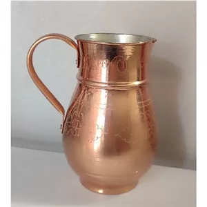 پارچ مس طرح دار روی بدنه ،دسته دار