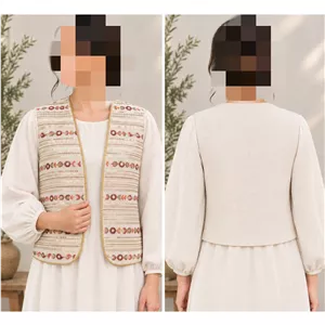 جلیقه زنانه لینن سوزندوزی طرح سنتی
