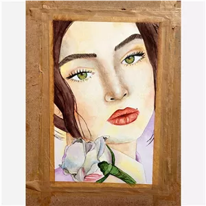 نقاشی آبرنگ پرتره دختر کار هنری کار دست