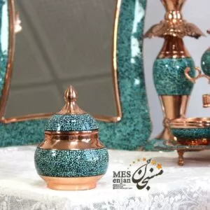 قندان فیروزه کوبی مسی