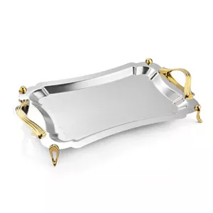 سینی مستطیل متوسط دالبر دسته طلایی Waveساده پایه دار ریور کد BG7237 (پس کرایه)