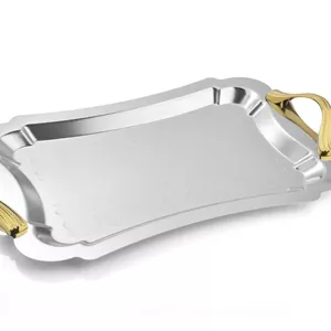 سینی مستطیل بزرگ دالبر دسته طلایی Wave طرح دار ریور کد G7177 (پس کرایه)