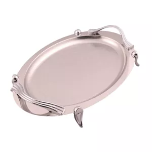 سینی بیضی دسته نقره ای Wave طرح دار پایه دار ریور کد B1577 (پس کرایه)