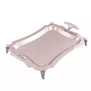 سینی مستطیل بزرگ دالبر دسته نقره ای Diamond پایه دار ریور کد B7116 (پس کرایه)