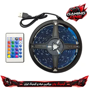 ریسه LED RGB گیمینگ مدل USB-5v، 5 متری، 4 سیم، 5 ولت، تراکم 30 LED در متر، قابل برش 10 سانتی، IP65