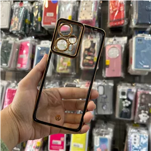 گارد POCOF5 شیائومی مدل شفاف دور طلایی رنگ مشکی