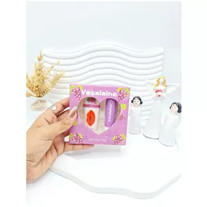 پک 2 عددی اسکراب لب قلبی و بالم لب برند وازلینا Vaseina رایحه میوه ای کد 8278