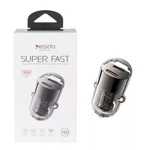 شارژر فندکی PD و فست دو پورت Yesido مدل Y69 30W - مشکی (گارانتی 12 ماه تعویض نیکان همراه)