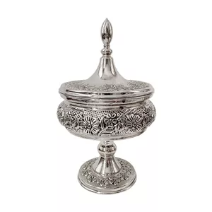 شکلات خوری مسی تک پایه در دار قلم زنی غزل گل کد ZH431.3 HEJ 