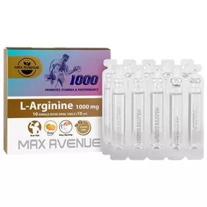 ویال ال آرژنین با طعم پرتقال مکس اونیو - 1000 میلی گرم بسته 10 عددی MVS
