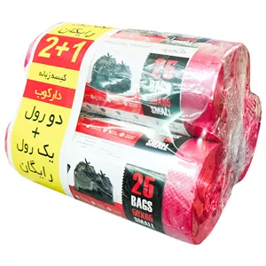 کیسه زباله دارکوب مدل DARZROLPINK-SMAL25 مجموعه سه عددی بسته 25 عددی YZG