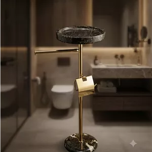 استند جا حوله و دستمال سینی دارسنگی پایه سنگ پریما prima کد 6000 رنگ کروم (پس کرایه)