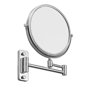 آینه اصلاح بازویی حمام استیل گرد ترونی terroni کد 817 رنگ استیل براق بزرگنمایی ×7 (پس کرایه)