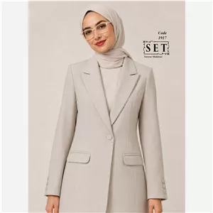 مانتو اداری رسمی رنگ کرم سنگی مدل دیبا برند SET