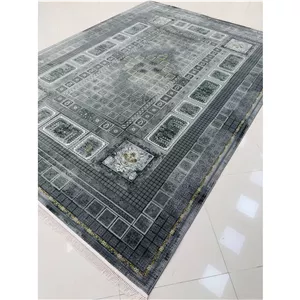 فرش ماشینی 1500 شانه طرح مارگاریت زمینه دودی 12 متری اکرولیک