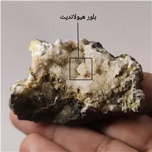 تک بلور سنگ هیولاندیت در بستر کوارتز معدنی و طبیعی