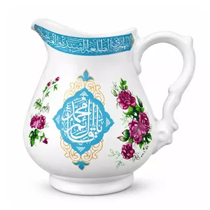پارچ سرامیکی با شعار یا قائم آل محمد طرح گل