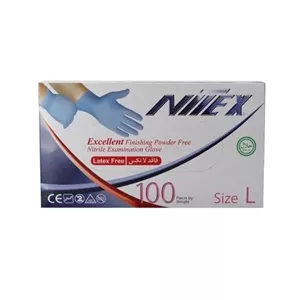 دستکش نیتریل آبی برند نیتکس سایز لارج (بسته 100 عددی)