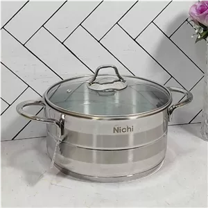 قابلمه استیل سایز 22 درب پیرکس NC-22-2 نیچی(6) ارسال نیمه رایگان 