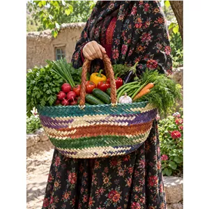 زنبیل حصیری رنگین درجه یک. پس کرایه