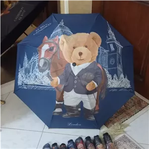 چتر تاشو کودک و نوجوان طرح تدی 8 فنر ضد باد