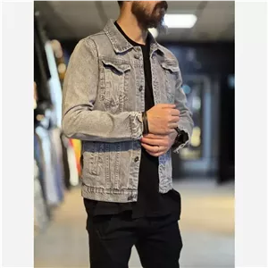 کت جین مردانه رنگ ذغالی پارچه ترک بدون کش و سنگین