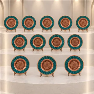 بشقاب قلم زنی و فیروزه کوبی25 سانتی پرنسا(پک عمده 12 عددی) 