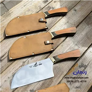 ساطور صرب استیل براق قربانلو + غلاف مخصوص برش