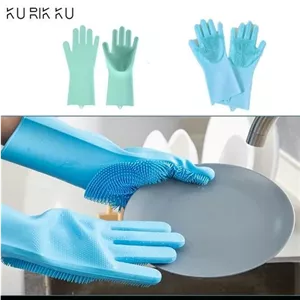 دستکش سیلیکونی (پسکرایه رفشویی یک وسیله کا رآمد وراحت برای نظافت ظرفشویی وشستشوی سطوح با کف عاج دار بدون نیاز به اسکاچ 