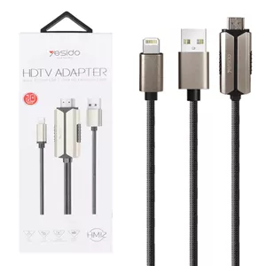 کابل 2 متری Yesido Lightning To HDMI مدل HM12 - مشکی (گارانتی شش ماه تعویض نیکان همراه)