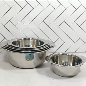سرویس لگن 6 پارچه گرد استیل زومبا مدل ZB-1506 دسته دار (پسکرایه)