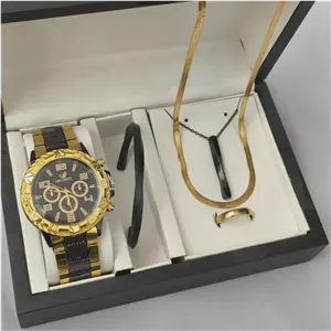 ست ساعت مردانه گردنبند دستبند حلقه لوکس 