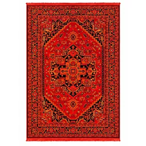 فرش ماشینی 500 شانه فرش ابریشمی کایان زمینه لاکی حاشیه لاکی زغالی مدل 500220