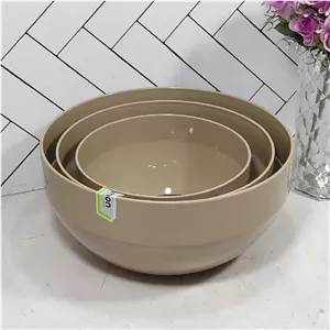 114634 ست کاسه گرد 3سایز ساده موکا لیمون(8) ارسال نیمه رایگان