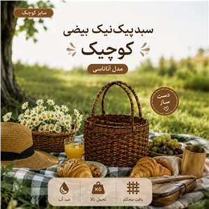 سبد پیک نیک حصیری مدل آناناسی سایز کوچیک مناسب دونفر