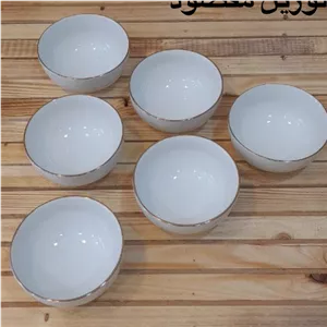 کاسه 6عددی ابگوشتی لبه طلایی چینی درجه 1 قابلیت ماکروویو و شستشو در ماشین ظرفشویی