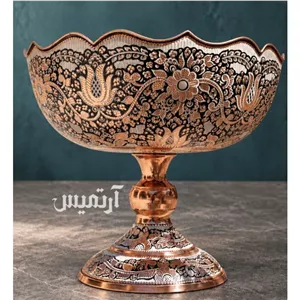 جام پذیرایی میوه بزرگ مسی نقره کوب لوکس رستگار  