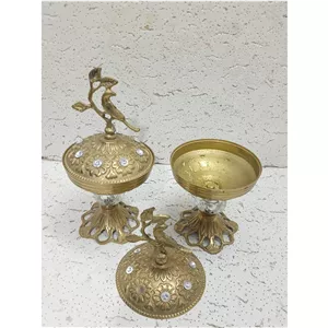 قندان پایه دار طرح پرنده برنز