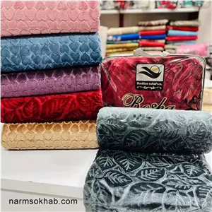 پتو یک نفره روشا تک رنگ گل برجسته