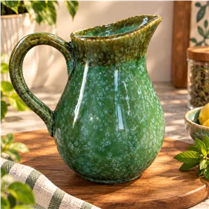 پارچ سفالی شّره(اقیانوسی)همدان پارچ سفال سبز پارچ خوشگل سفالی پارچ جدید 